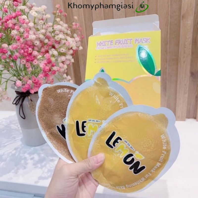 Ủ trắng lemon white fruit mask, tắm trắng chanh lemon hộp 3goi, giúp da trắng sáng mỗi ngày.