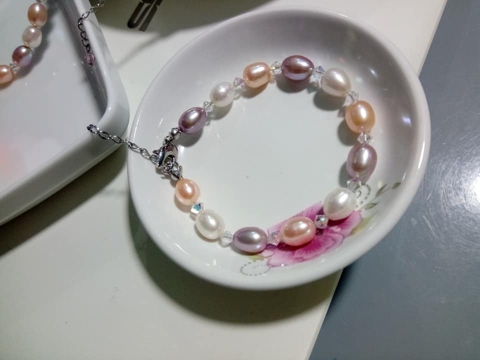 [HCM] Vòng tay ngọc trai thật phối pha lê tuyệt đẹp