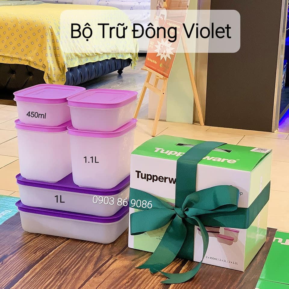 Bộ hộp trữ đông tupperware violet