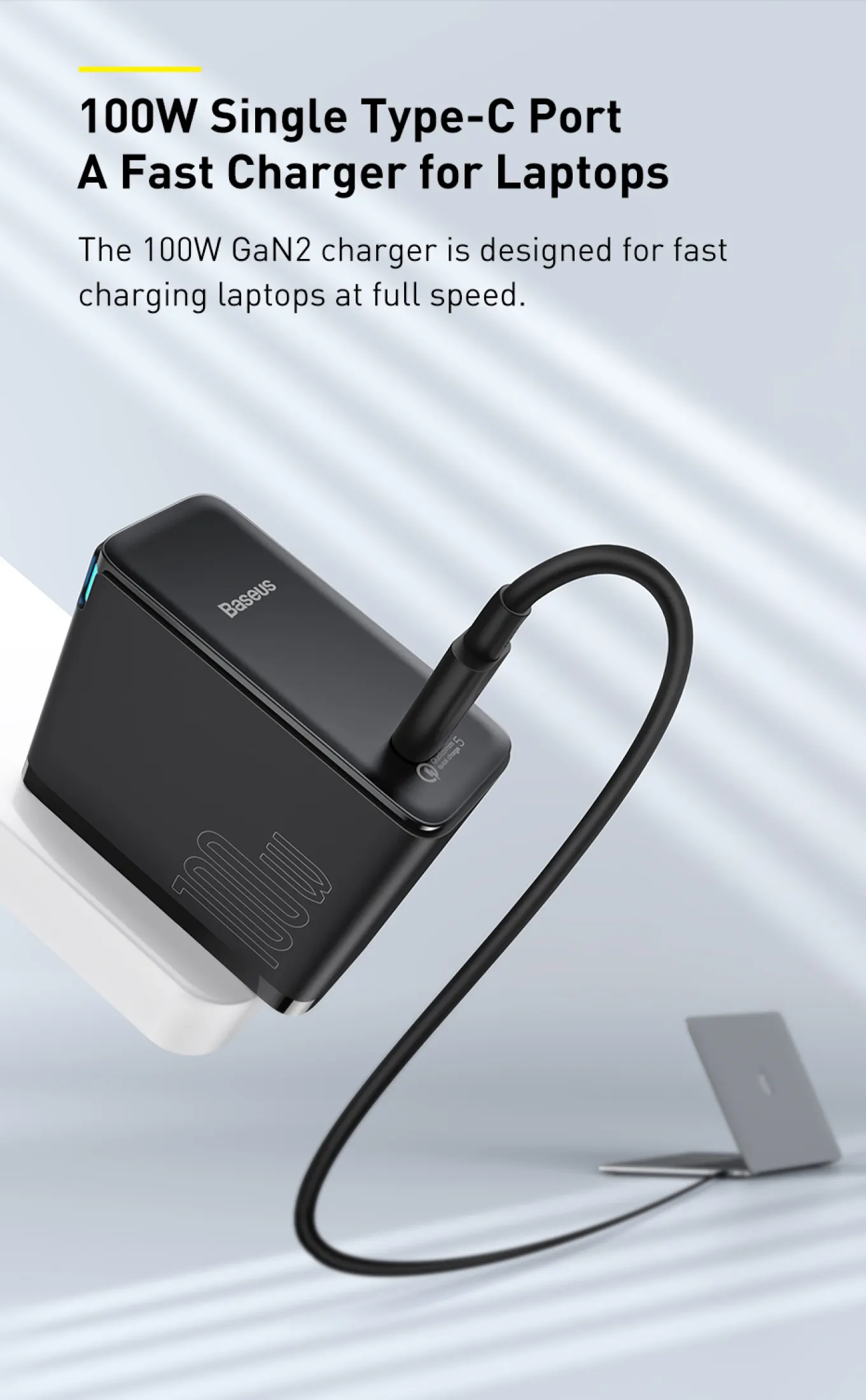 Baseus GaN2 100W chụp góc nghiêng