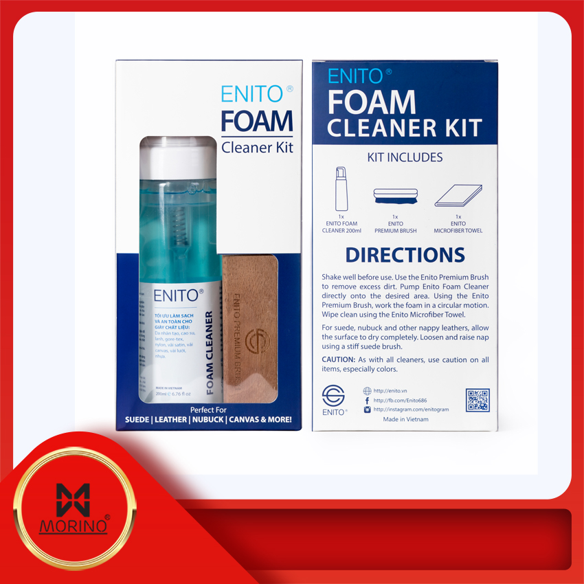 Bộ vệ sinh giày ENITO Foam Cleaner Kit 2021-Xịt dạng bọt-Chuyên dùng vệ sinh giày sneaker, giày da cao cấp