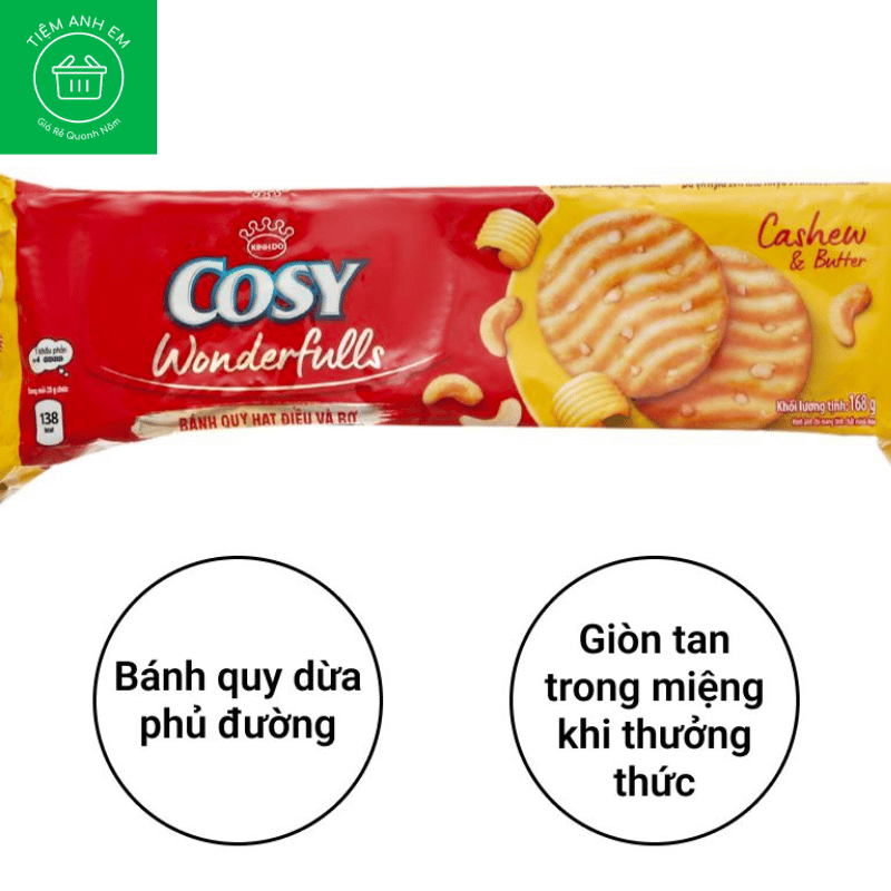 Bánh quy hạt điều và bơ Cosy Wonderfulls gói 168g