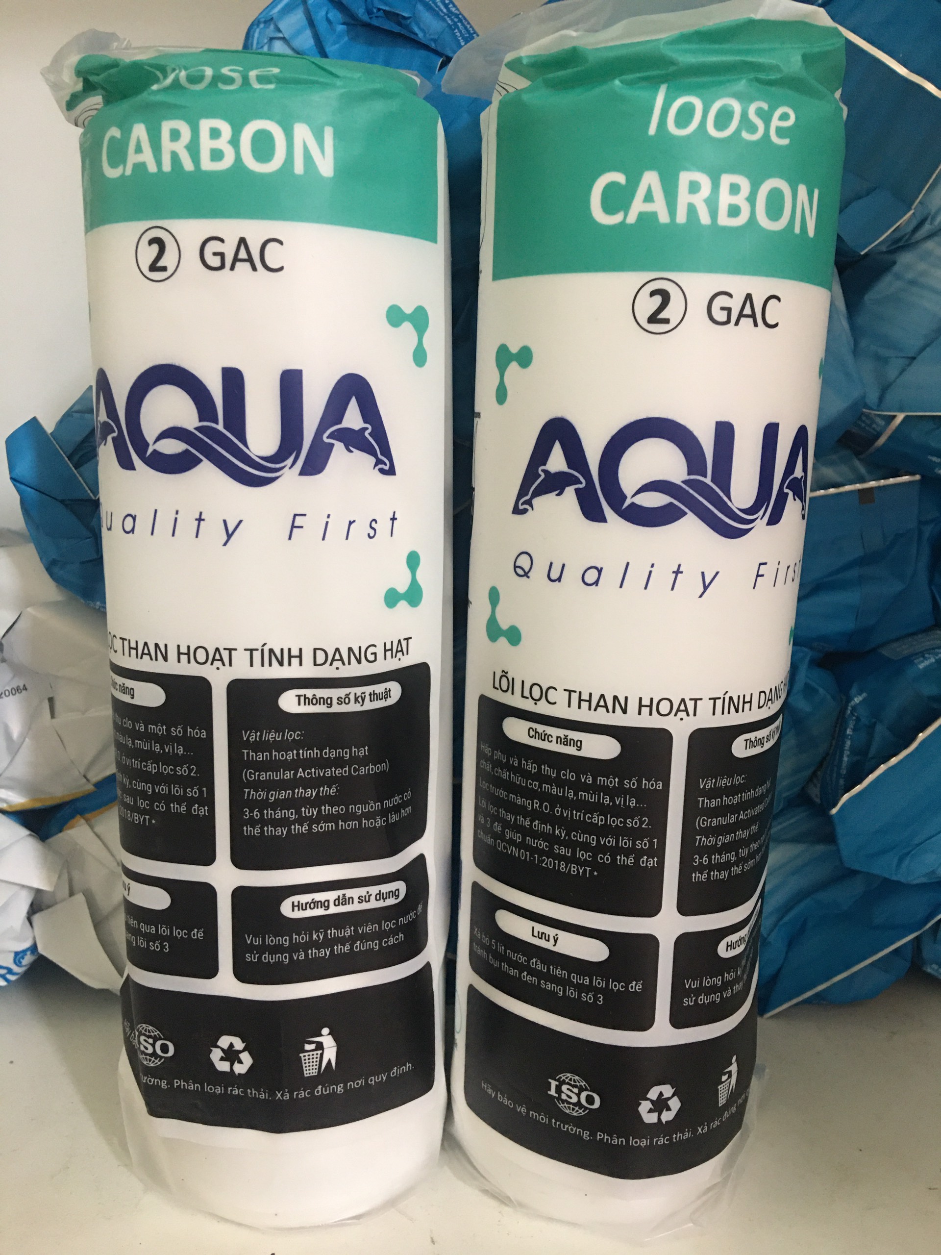 (HCM) Combo 2 Lõi Lọc Nước Aqua Số 2 Loại 10 inch-than hoạt tính (thay được cho các loại máy R0)