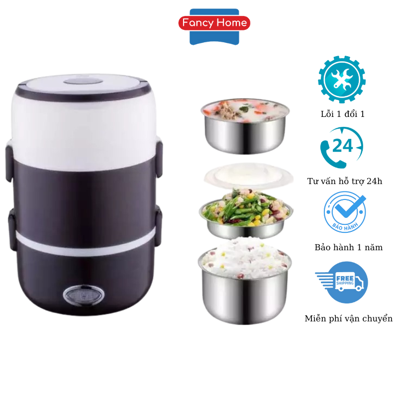 Hộp cơm giữ nhiệt cắm điện ủ cơm hâm nóng thức ăn Fancy Home, cặp lồng giữ nhiệt phù hợp cho dân văn phòng làm nóng nhanh, thiết kế nhiều ngăn thông minh tiện lợi an toàn dễ sử dụng