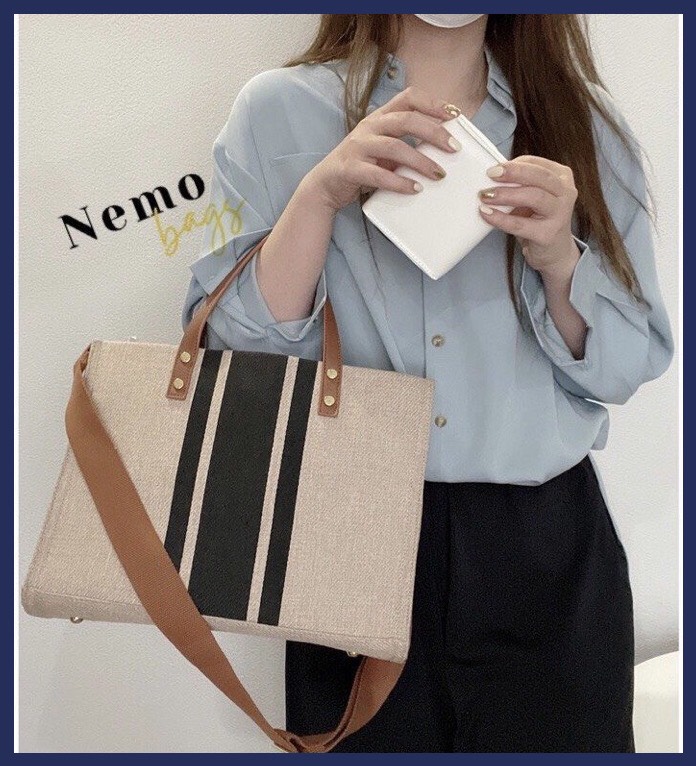 Túi vải bố túi cói đeo chéo vintage phong cách hàn quốc-nemobags