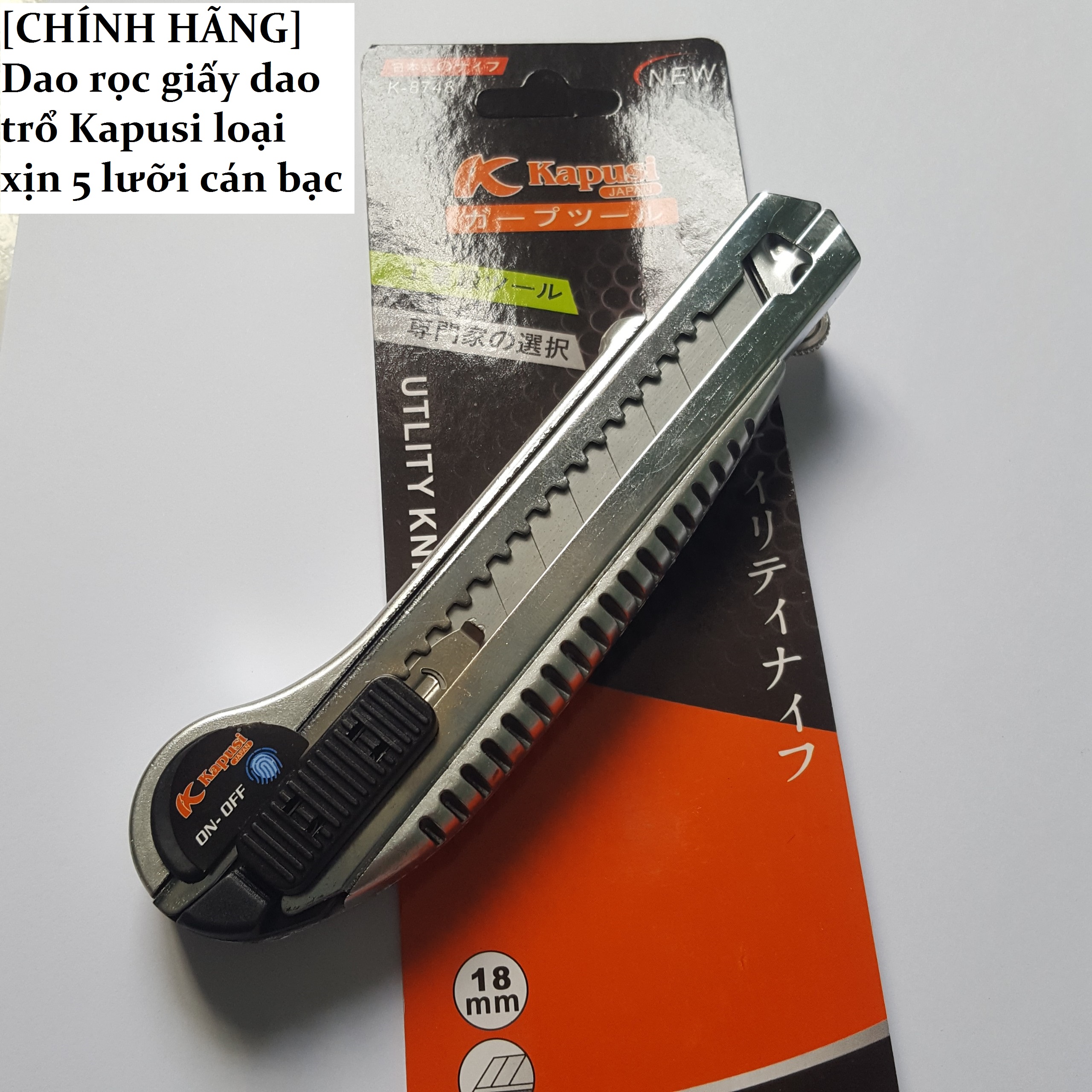[CHÍNH HÃNG] Dao rọc giấy dao trổ Kapusi loại xịn 5 lưỡi cán bạc