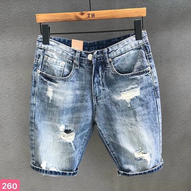 Quần short jeans nam xước nhẹ kiểu dáng trẻ trung năng động