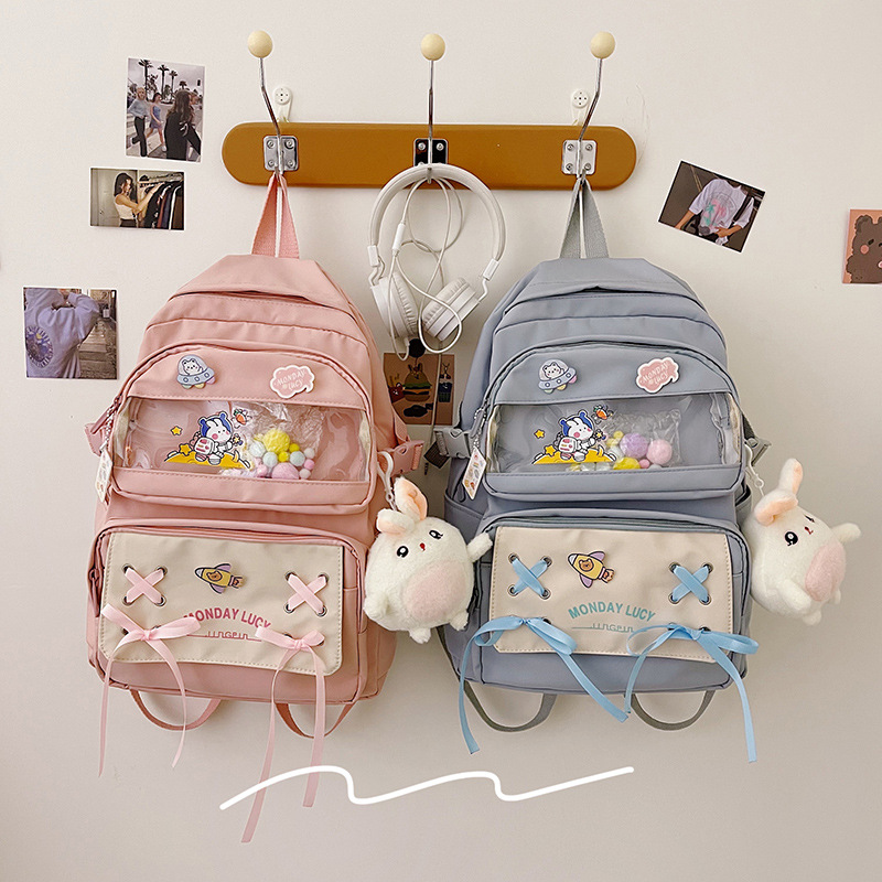 Balo học sinh sinh viên laptop đi học ulzzang cute nữ ba lô nữ giá rẻ balom balo thời trang, balo xinh, balo chống nươc- phối nơ