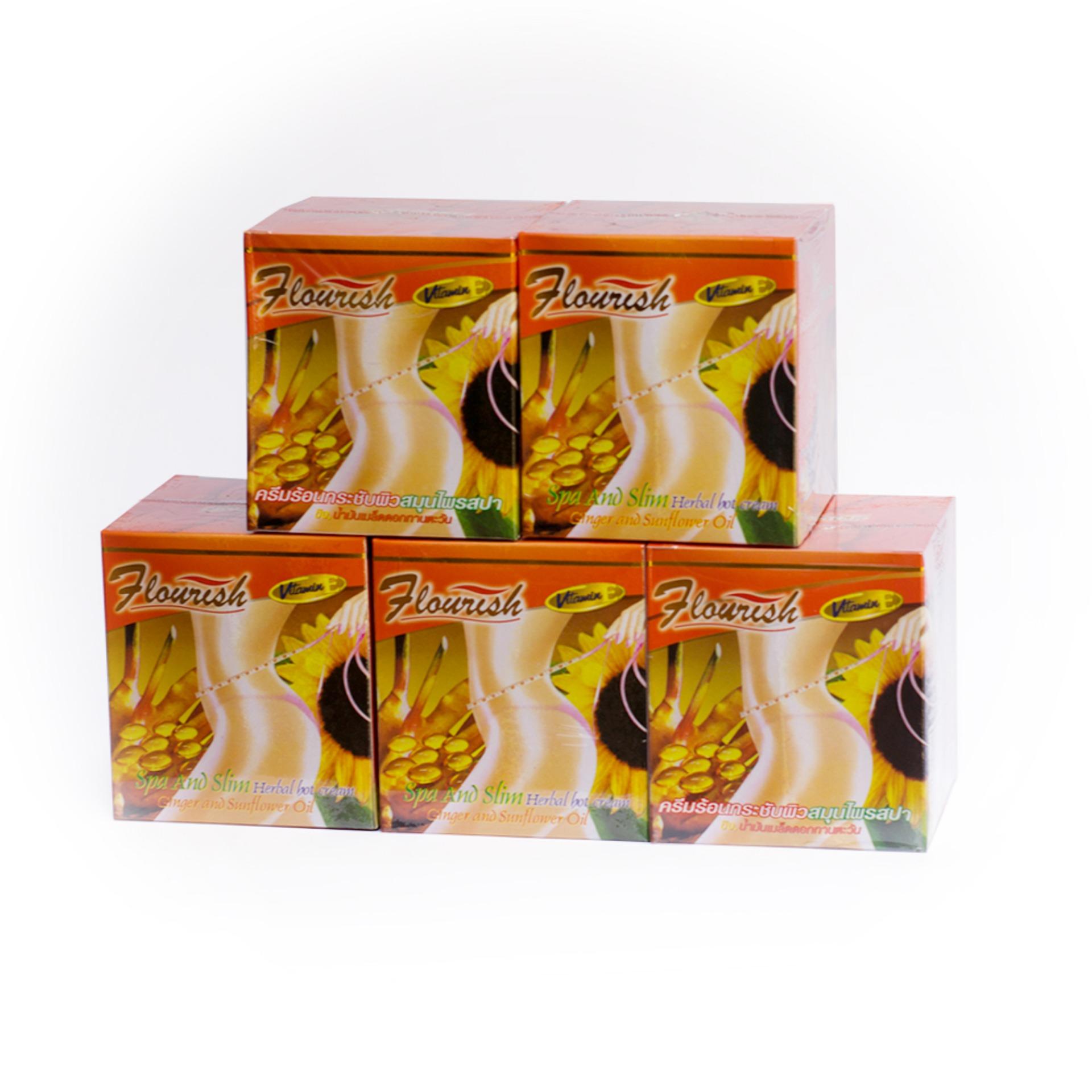 Bộ 5 hộp kem tan mỡ bụng gừng ớt Flourish Thái Lan