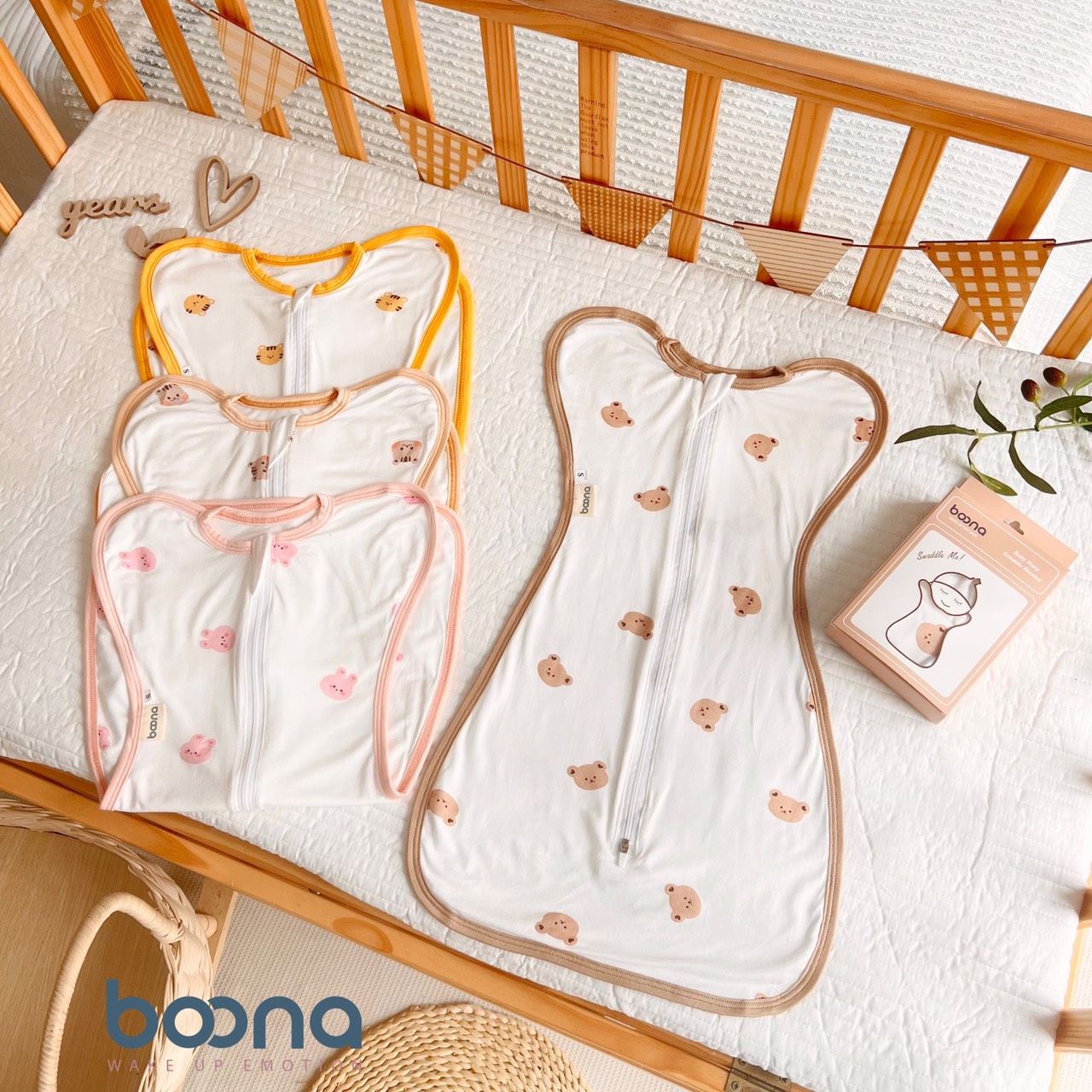 CHÍNH HÃNG Nhộng chũn kéo khóa chất cotton họa tiết đáng yêu cho bé Boona