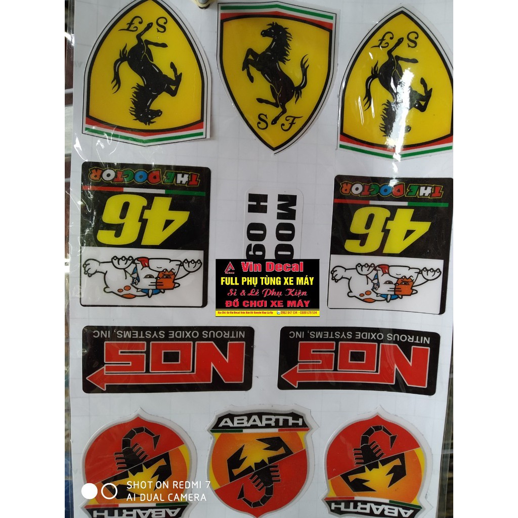 Tấm Tem dán xe chữ LOGO CON NGỰA,46,SON,ABARTH - dochoixemay