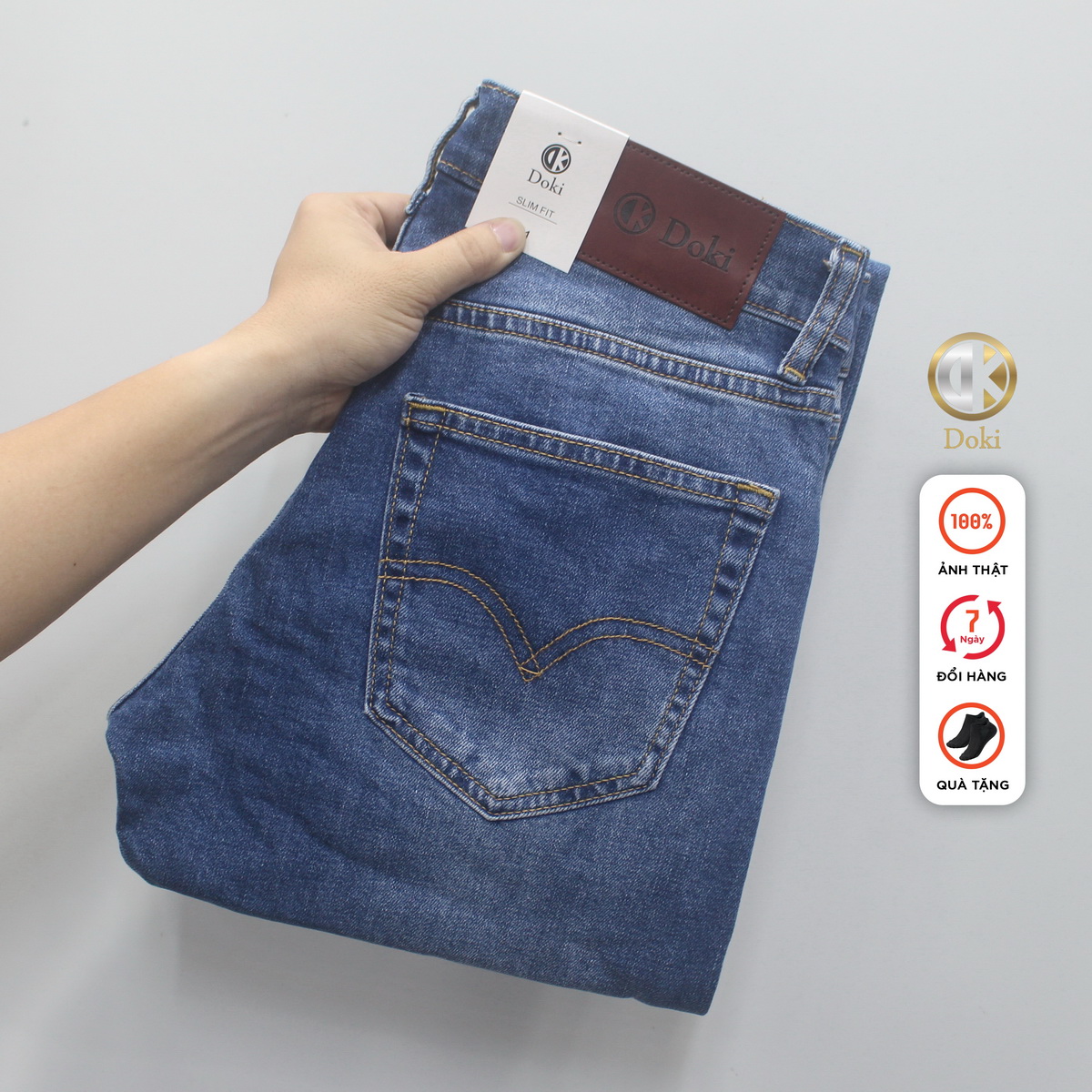 Quần Jean Nam Cao Cấp Có 4 Màu Xanh đẹp Quần Bò Nam Chất Co Giãn Dầy Dặn, Mềm Mịn, Dáng Đứng Ôm Nhẹ, Năng Động, Trẻ Trung - DOKI