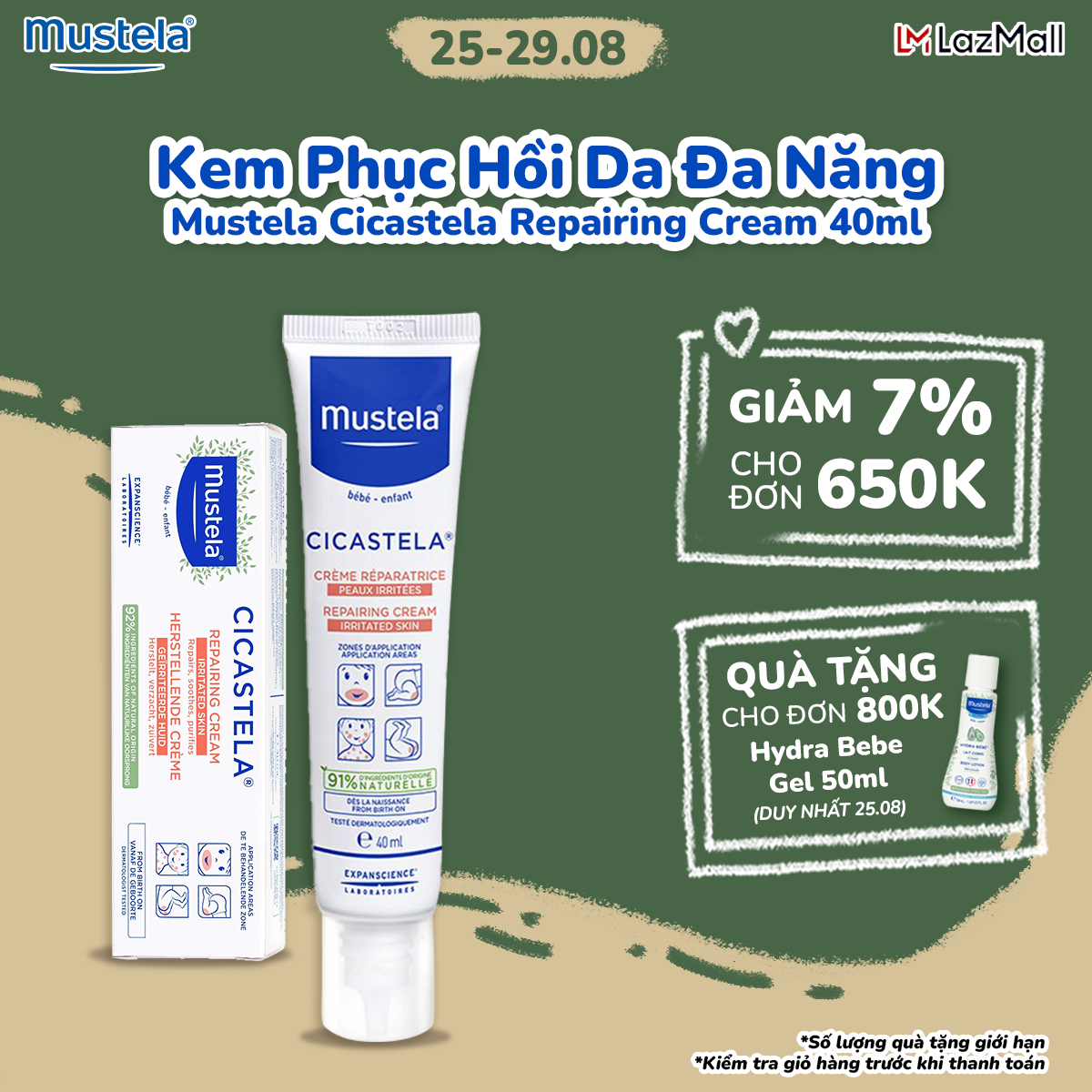 Kem Phục Hồi Da Đa Năng Cicastela Repairing Cream 40ml