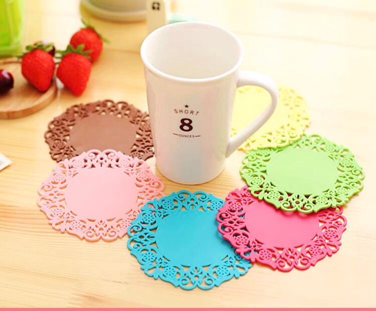 10 Miếng lót cốc silicon họa tiết hoa văn
