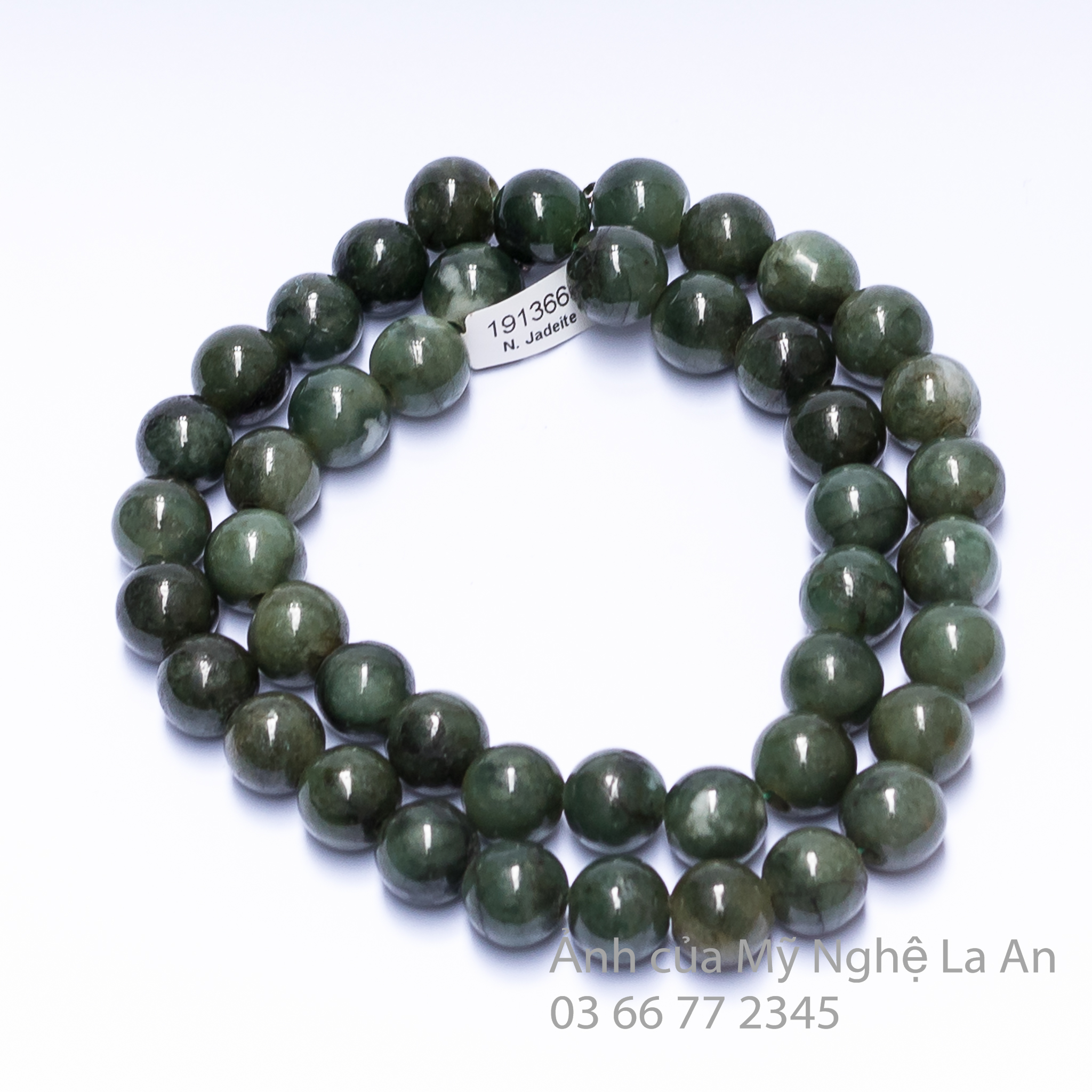 Vòng cổ Ngọc cẩm thạch tự nhiên 14mm - Cẩm thạch tự nhiên màu xanh đậm - Cẩm thạch Myanmar