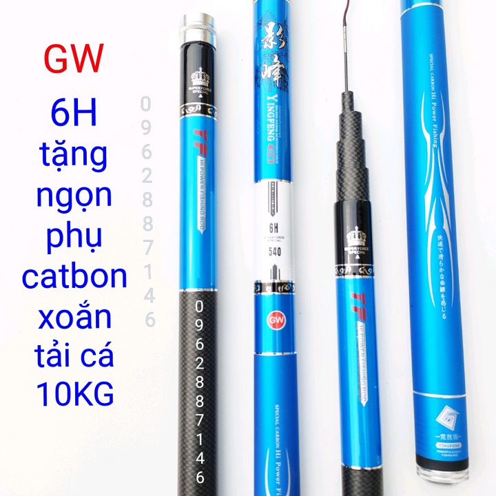 Cần câu tay gw 6H tặng ngọn phụ catbon tải cá khủng