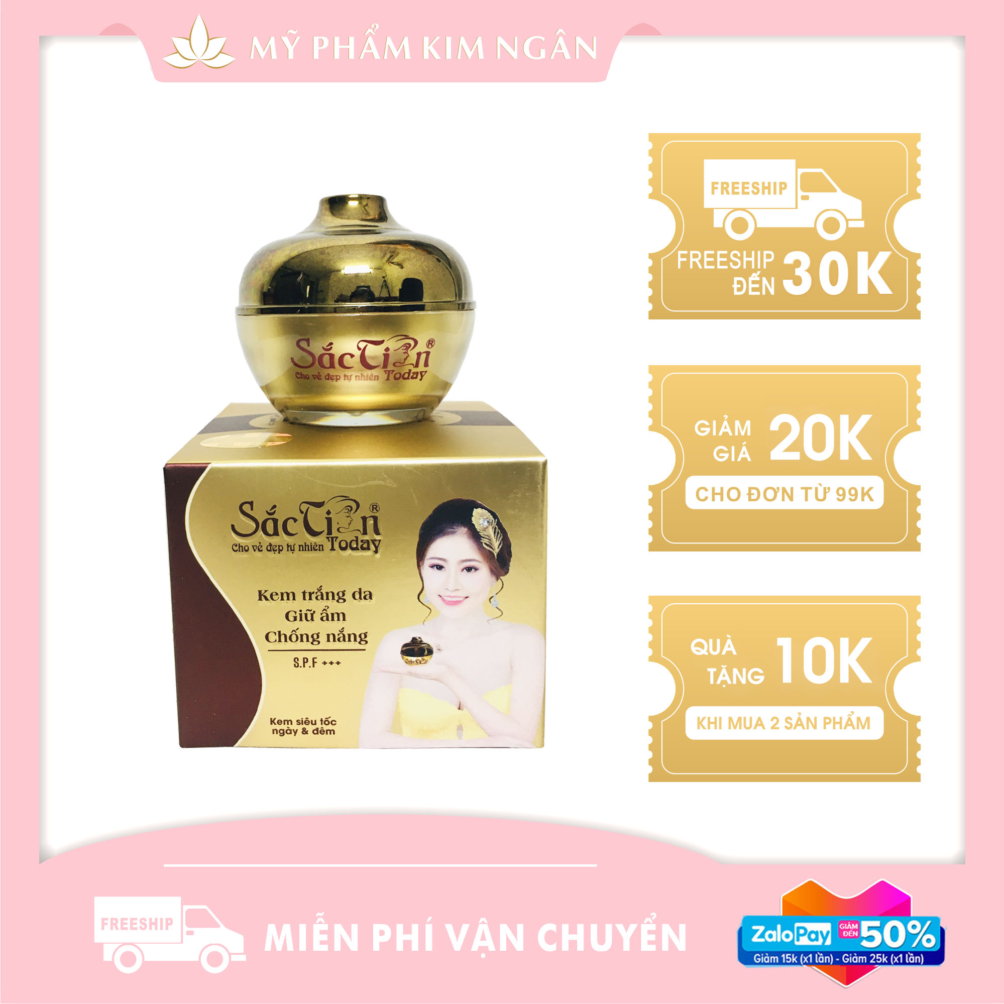 HCMKem Sắc Tiên Nâu - Trắng Da Siêu Tốc Ngày Và Đêm 18g - Mỹ Phẩm Kim Ngân