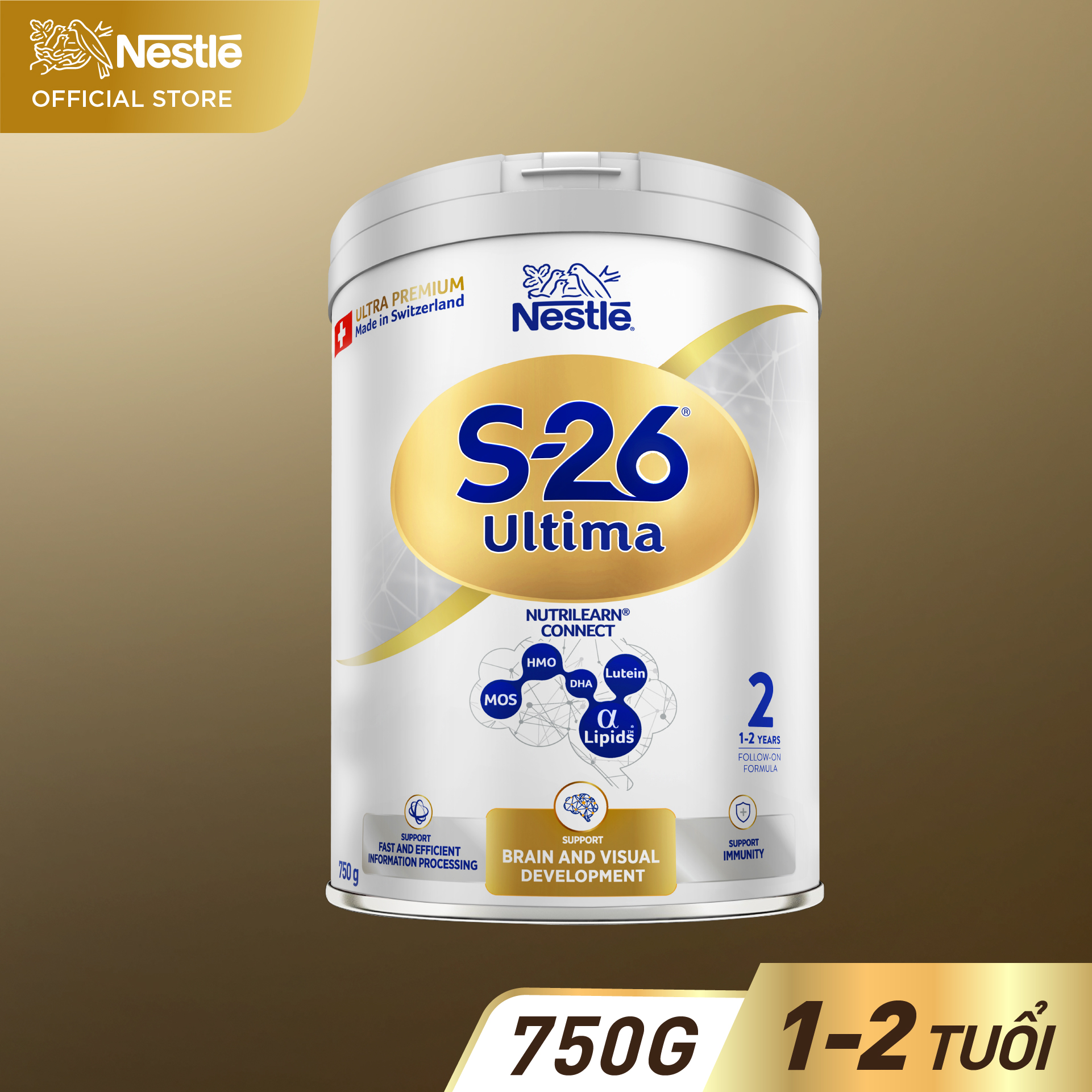 Sữa Bột S26 ULTIMA 2 750G với Sphingomyelin và DHA giúp tăng kết nối não bộ nhanh gấp 2.5 lần