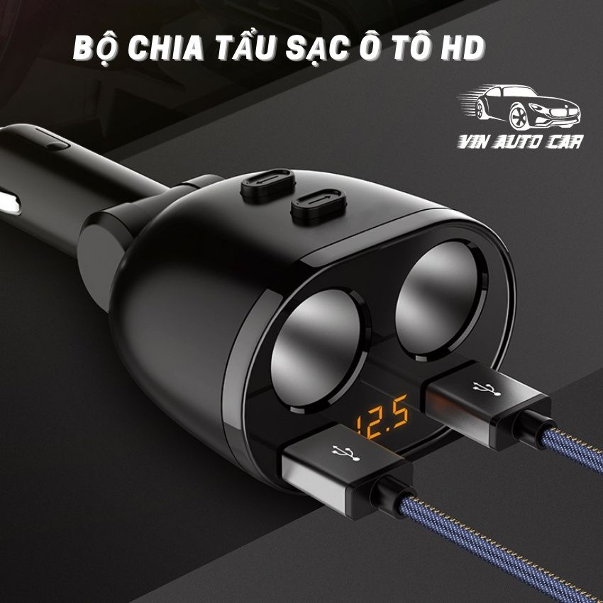 Bộ chia tẩu sạc ô tô Hyundai chia 2 nguồn tẩu, 2 cổng sạc 3.1A - HY16