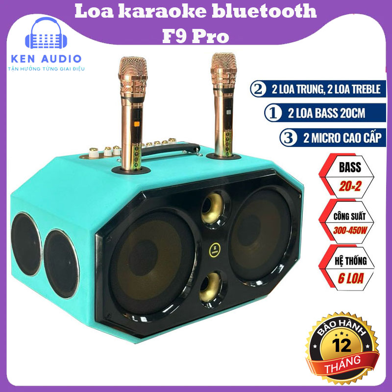 Loa Karaoke Bluetooth Lục Giác F9 Pro, 8 Đường Tiếng, Công Suất 550w, Bass Đôi 20cm, Âm Trầm Cực Mạnh, Bass cực căng, BH uy tín 12 t