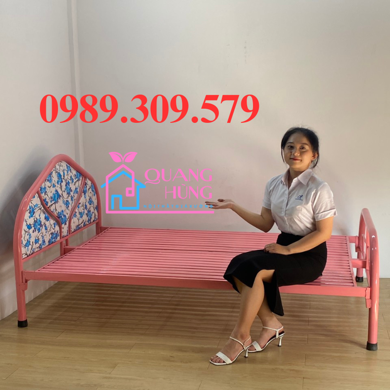 Giường sắt đơn - giường sắt ống tròn giá rẻ