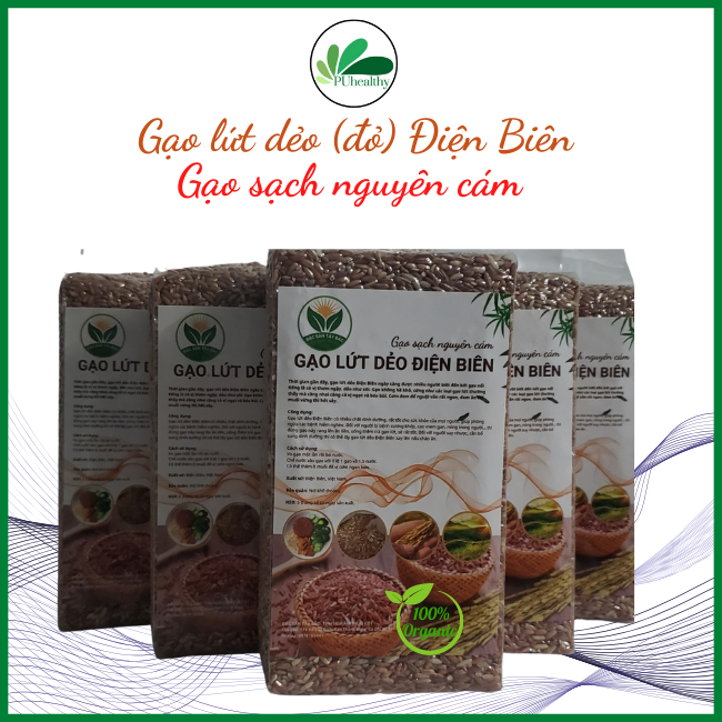 (Quà tặng) 1kg Gạo lứt dẻo đỏ Điện Biên Thực dưỡng hữu cơ Đặc sản Tây Bắc Giảm cân eat clean healthy tốt cho sức khỏe