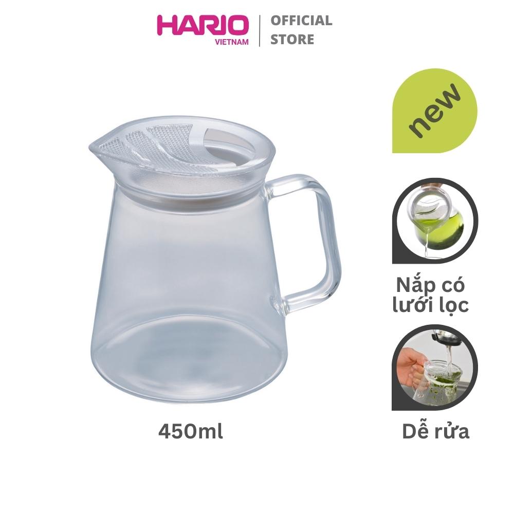 Bình trà thủy tinh Hario 450ml nắp có lưới lọc trong suốt – Tea pot clear FNC-45-T