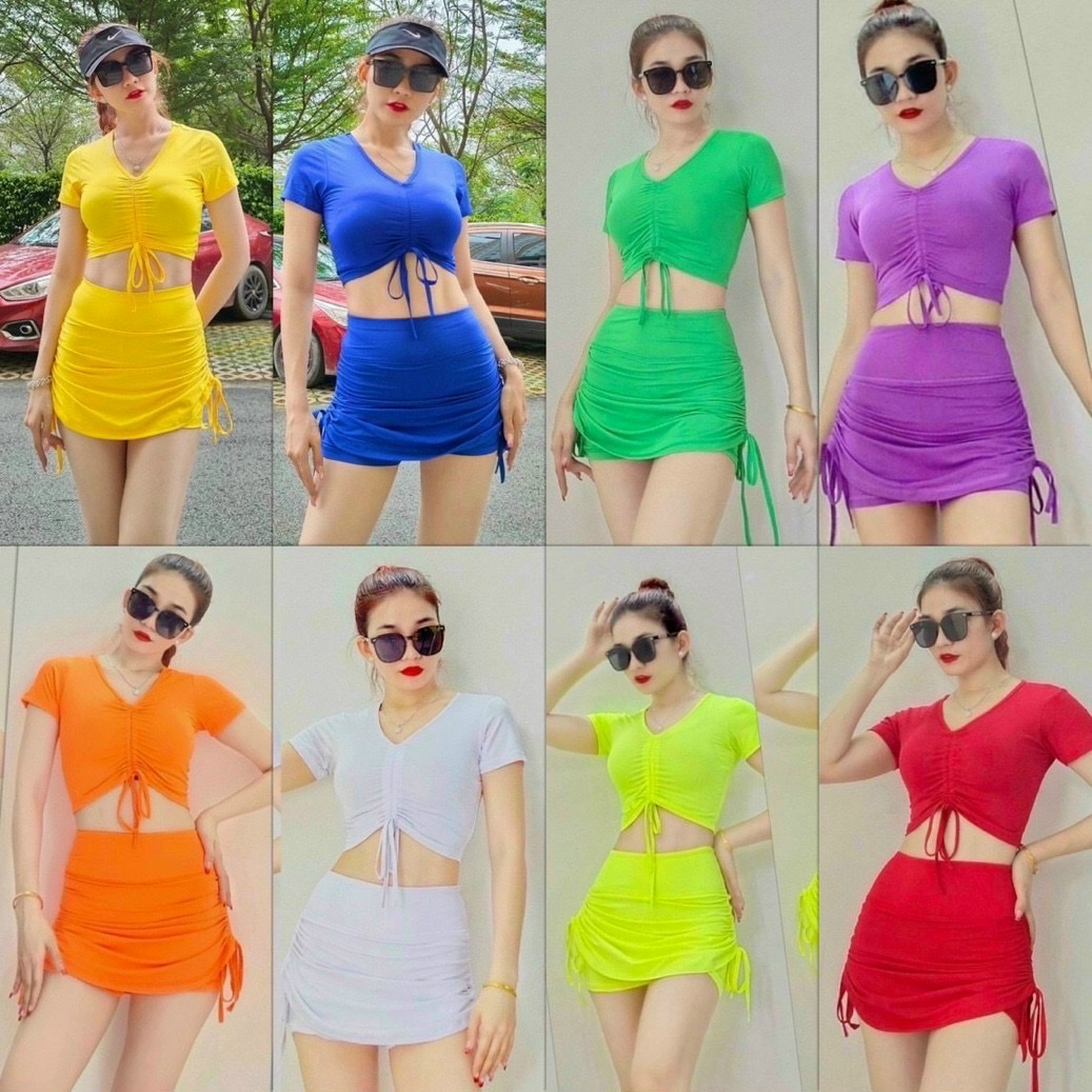 Áo Croptop Rút dây Thể Thao Nữ Tập Gym Yoga Aerobic thun lạnh cao cấp - Vải Xịn