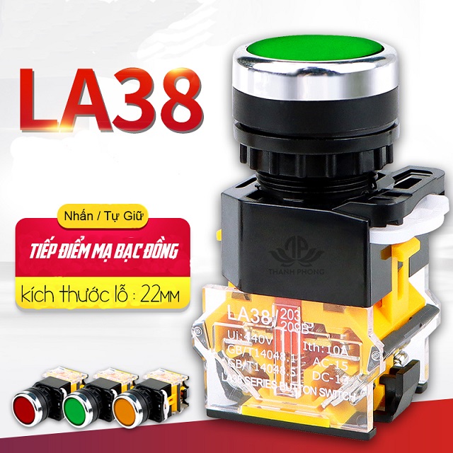 Nút nhấn nhả - nút nhấn tự giữ không đèn phi 22 la-38