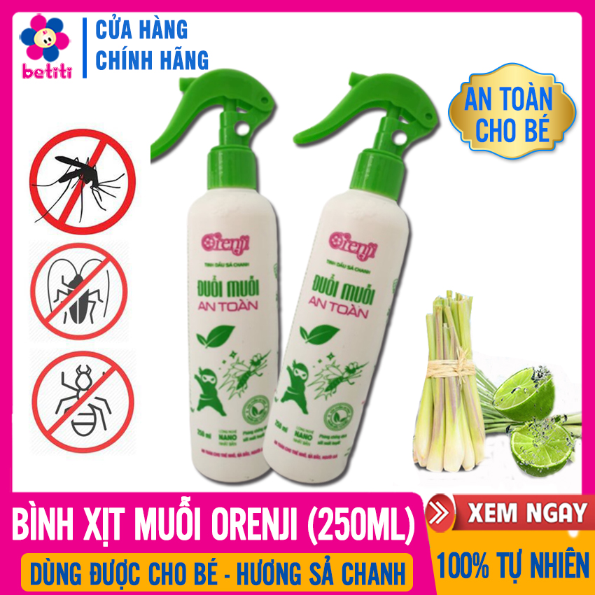 [Hoàn tiền 6%] Bình Xịt Muỗi Hương Sả Chanh ORENJI 250ml, An Toàn Cho Trẻ Nhỏ, Đuổi Muỗi, Kiến, Dán Hiệu Quả, Không Gây Kích Ứng - Chai Xịt Muỗi, Bình Xịt Côn Trùng, Bình Xịt Diệt Muỗi, Xịt Côn Trùng - Bình Xịt Chống Muỗi Orenji