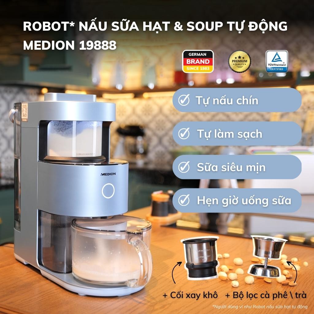 Máy làm sữa hạt tự động medion md 19888, nhập đức, bh 12 tháng