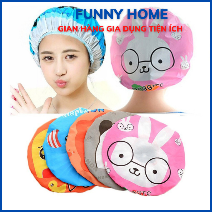 Mũ trùm tóc gội đầu, nón chụp tóc, ủ tóc trong nhà tắm Funny Home