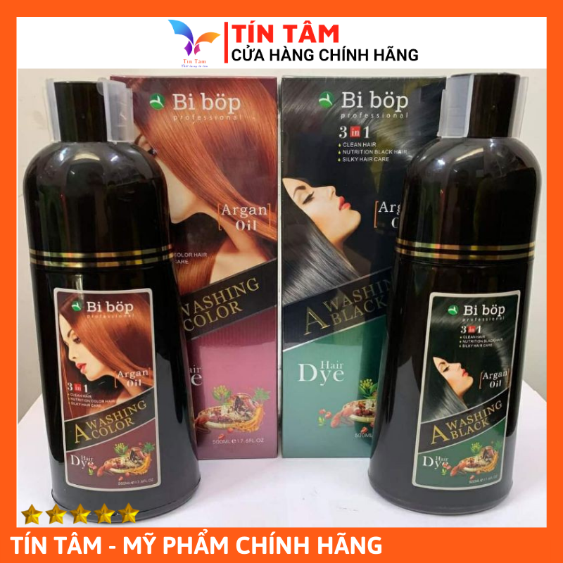 Dầu Gội Nhuộm Phủ Bạc Tóc BIBOP Nhật Bản 500ml, Màu Nâu Và Đen