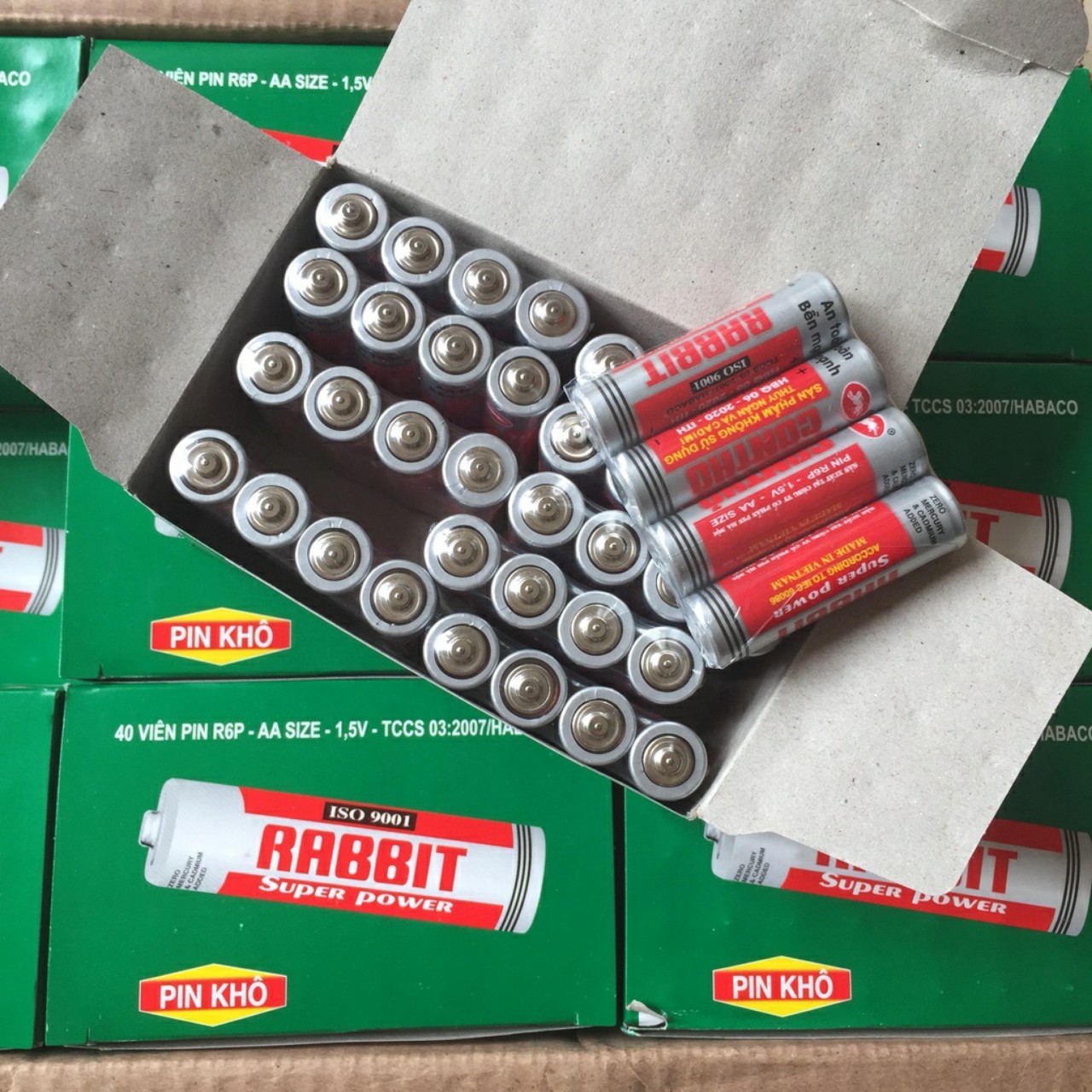 Pin Con Thỏ, Pin tiểu AA & Pin đũa AAA 1.5V, hộp 40 viên lắp đồ chơi, đồng hồ