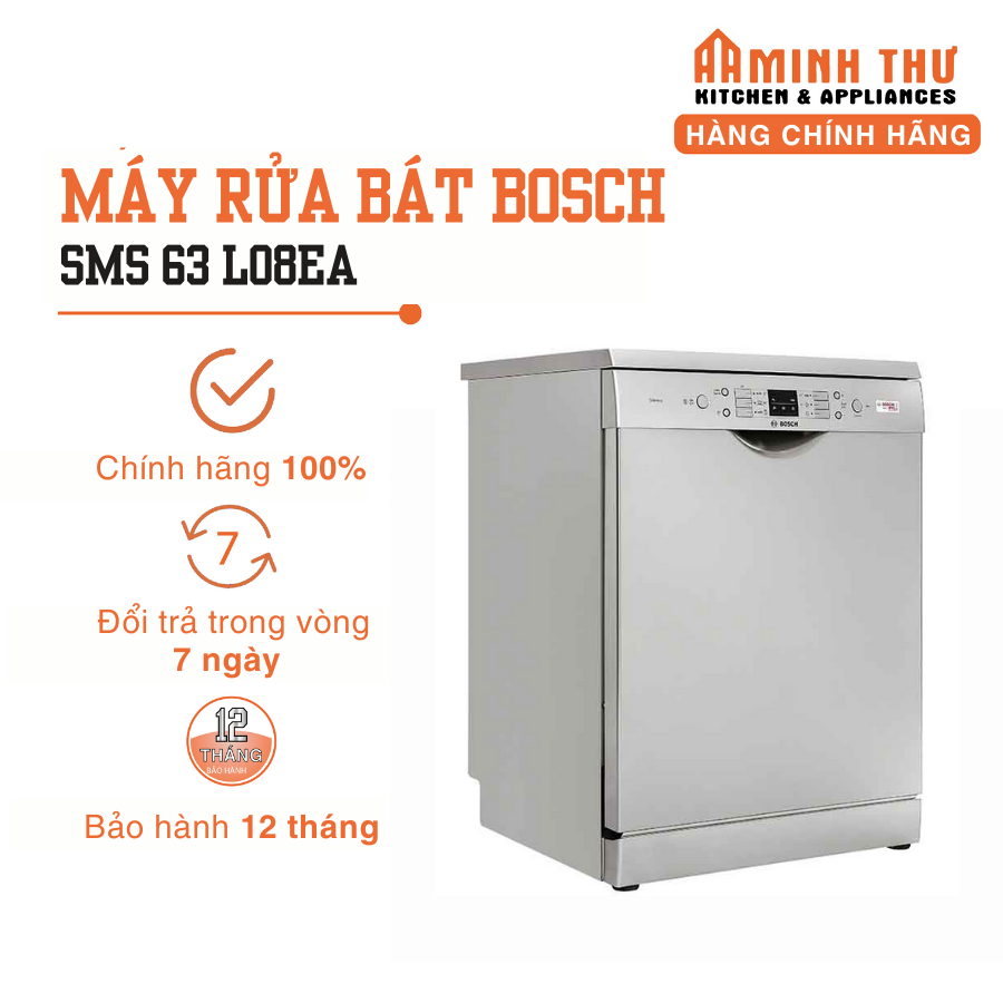 MÁY RỬA BÁT BOSCH SMS 63 L08EA -  11.8L, 1020W BẢO HÀNH 2 NĂM, NHẬP KHẨU TỪ ĐỨC