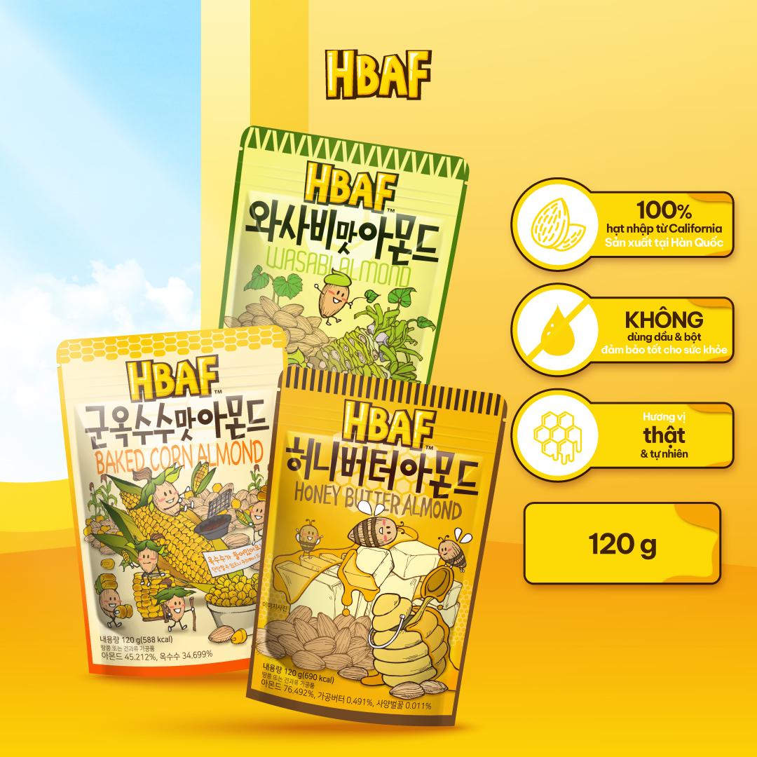 Hạt hạnh nhân tẩm vị hbaf hàn quốc các vị
