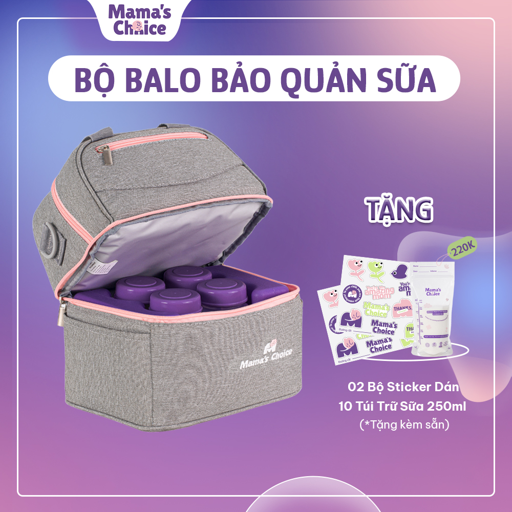 Combo Balo Bảo Quản Sữa Mẹ Mama’s Choice, Trọn Bộ Giữ Nhiệt Bình Sữa Đa Năng, Đựng Đồ Cho Mẹ Bé, Giữ Lạnh Lên Tới 14 Giờ