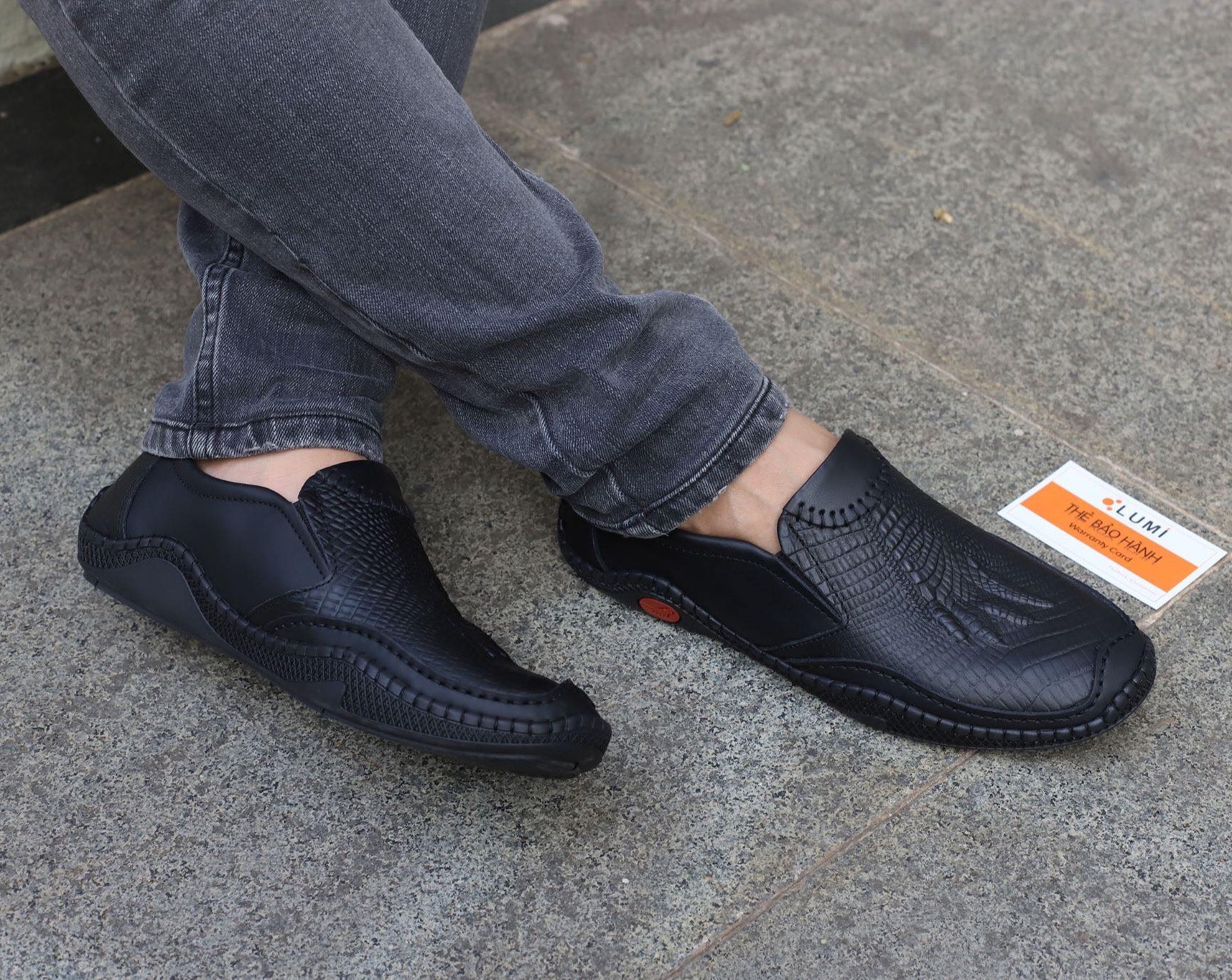 Giày da nam boat shoes vân da cá sấu độc dáo khâu chỉ nổi bật 2 màu da đen nâu mã LM568 giày 3V - Giày lười nam đế cao su non cao cấp- Bảo hành 1 đổi 1