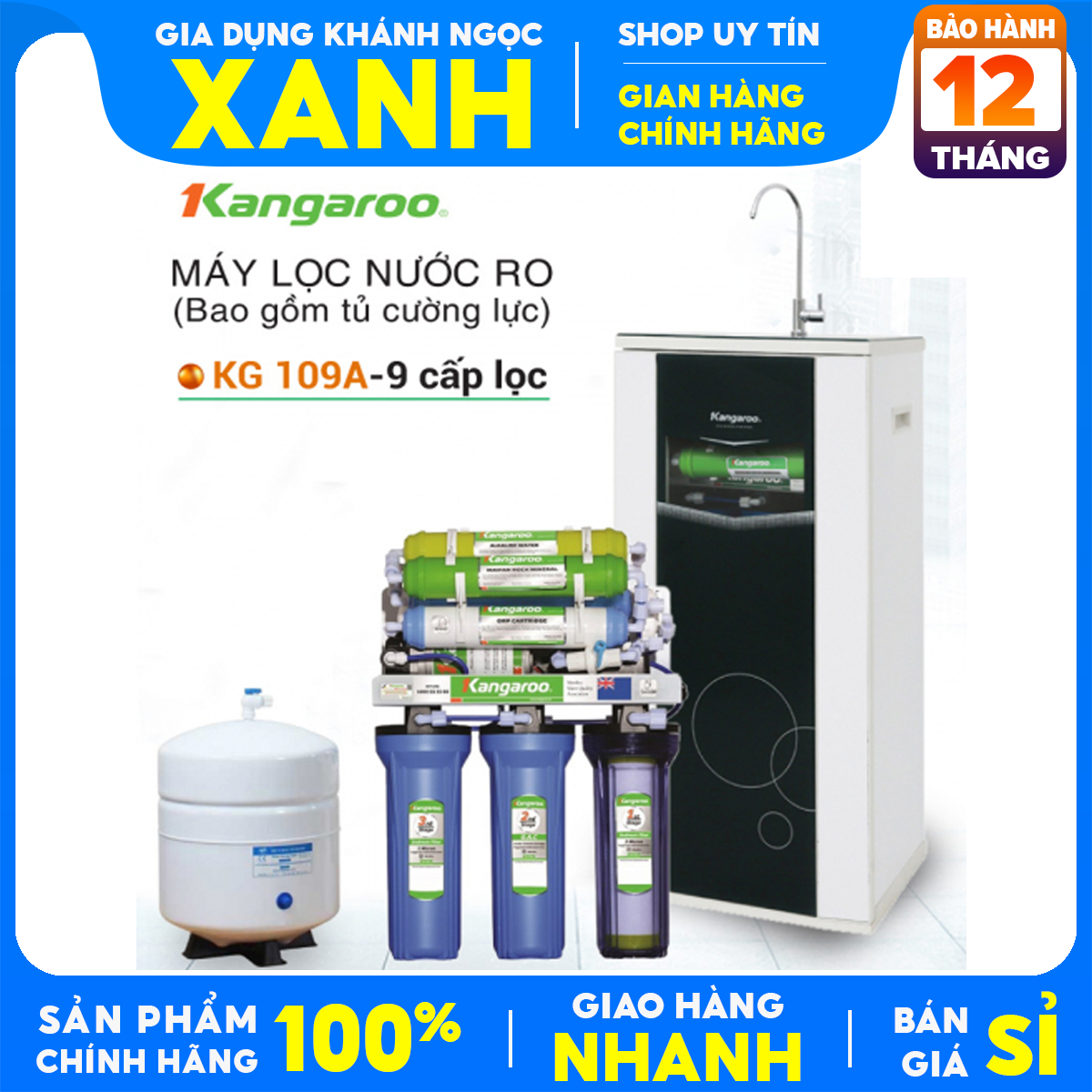 Máy lọc nước RO Kangaroo VTU KG109A 9 lõi Chính Hãng 100% đem đến nguồn nước sạch tinh khiết an toàn.Thương hiệu Kangaroo Việt Nam