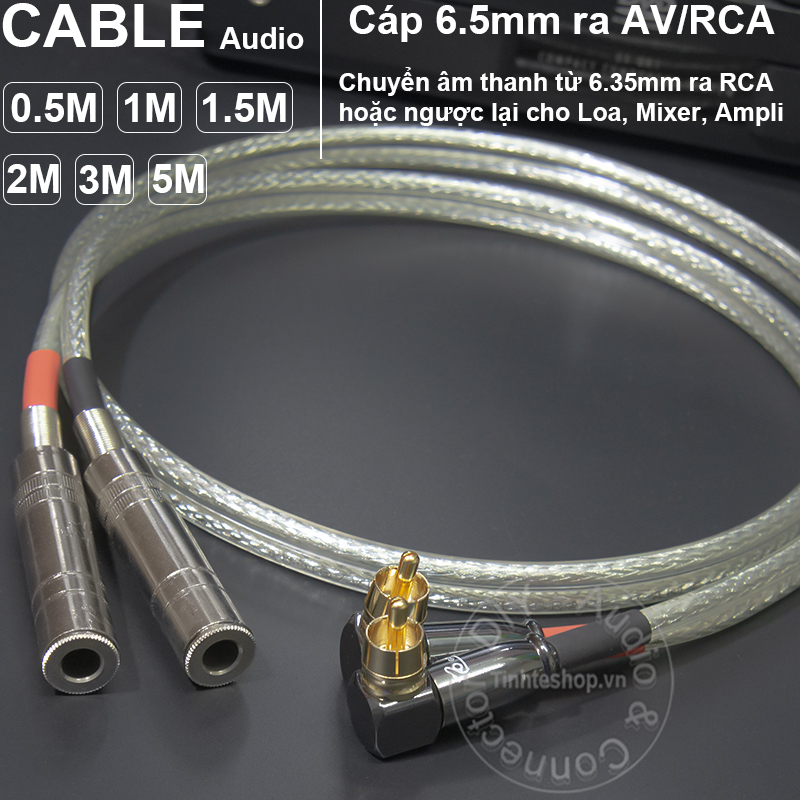 Cáp chuyển jack 6ly ra hoa sen av diy 0.5m đến 5m - dây 6.5mm sang rca
