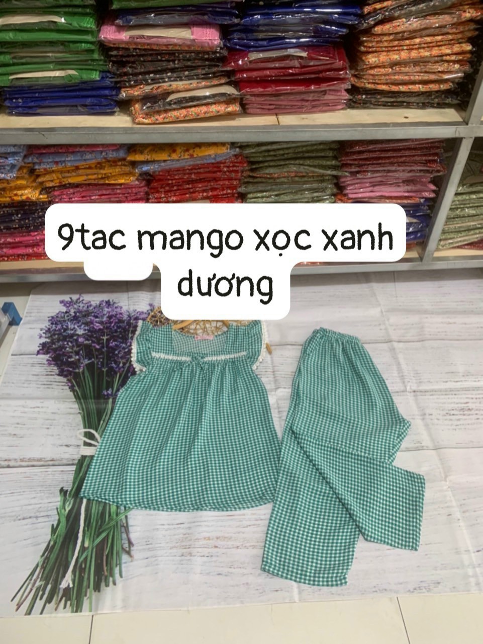 Đồ bộ vải mango quần 9 tấc tay cánh tiên , đồ bộ nữ mặc nhà, đồ bộ cao cấp , đồ bộ lụa , mango kẻ sọc caro