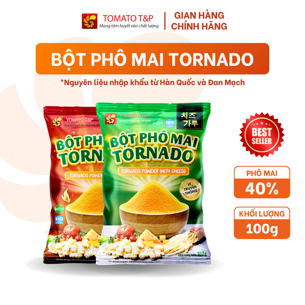 Bột Phô Mai Tornado dùng để lắc khoai tây, gà rán, sốt phô mai, pudding phô mai - TOMATO T&P