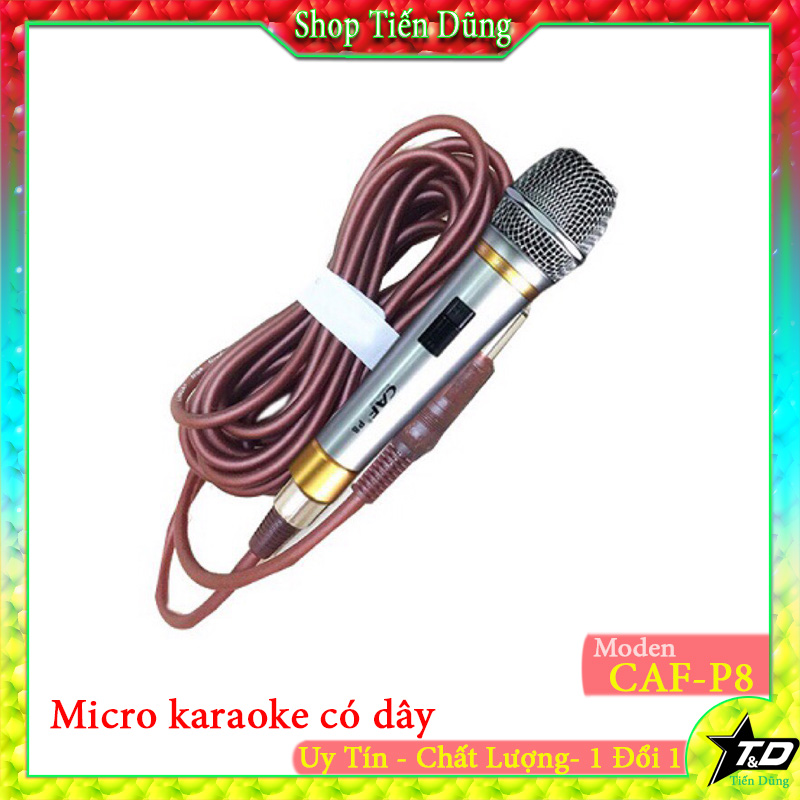 Micro karaoke có dây cao cấp CAF P8 hát hay, chống hú, không bị tạp âm, micro karaoke cao cấp dây dài tới 10m