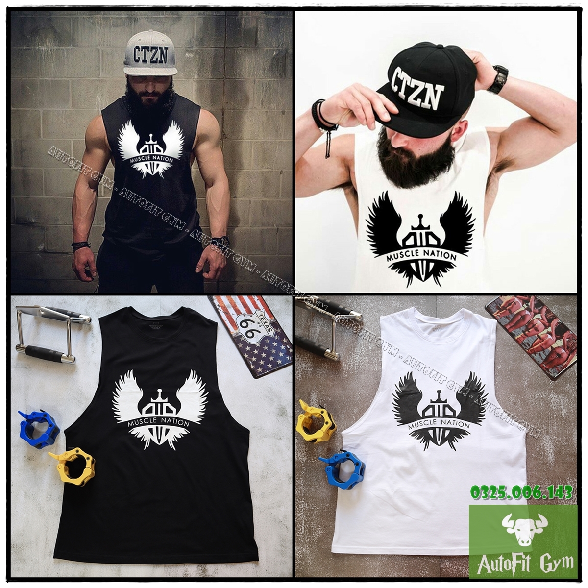 Áo ba lỗ nam muscle nation áo tank top thể thao, tập gym dây stringers hàng nhập khẩu