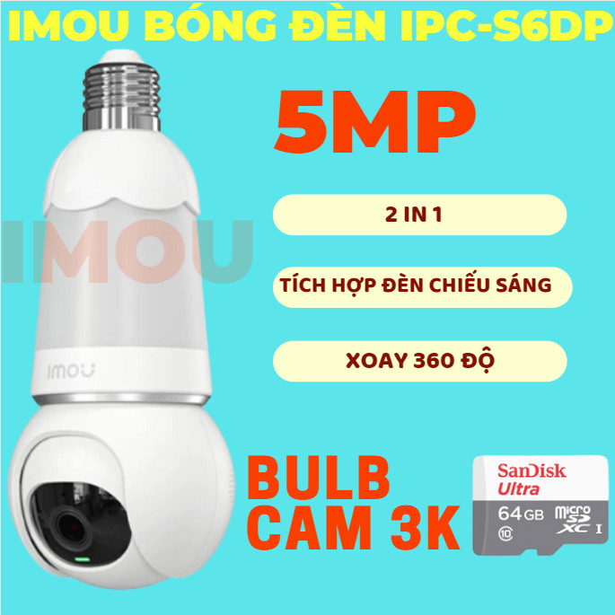 Camera wifi bóng đèn imou chuẩn 3mp-5mp full hd ipc-s6dp, tích hợp đèn sáng, bảo hành chính hãng 2 năm