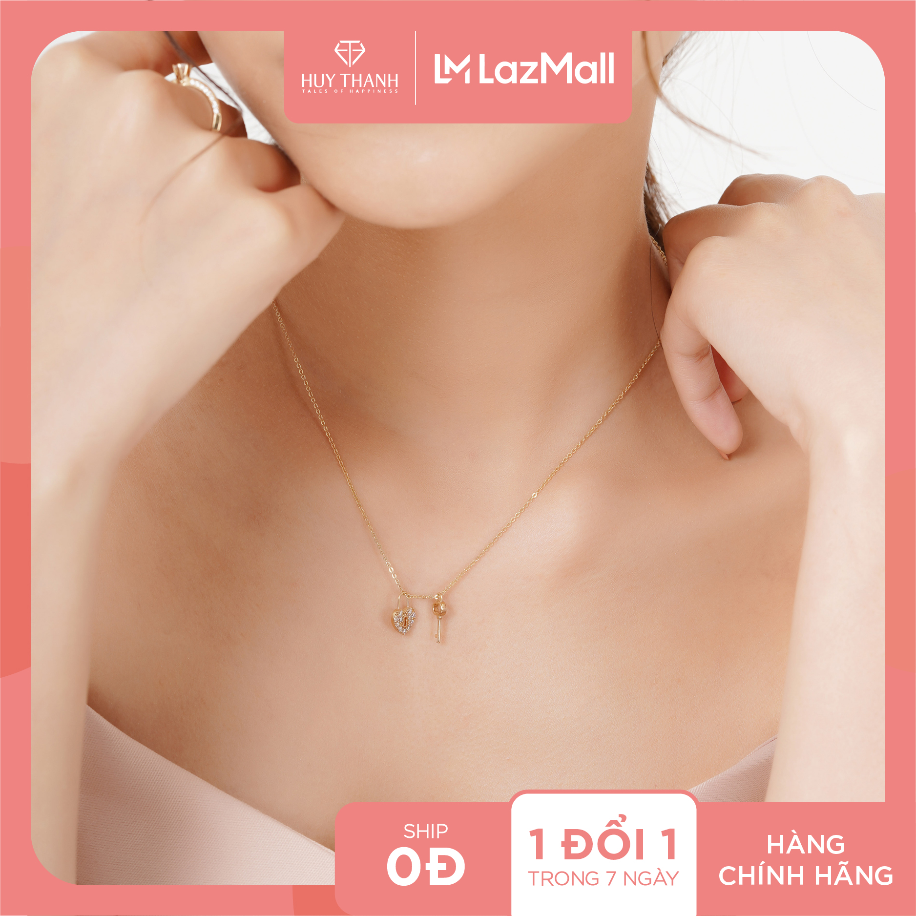Dây chuyền vàng 14k dcmamd518 huy thanh jewelry