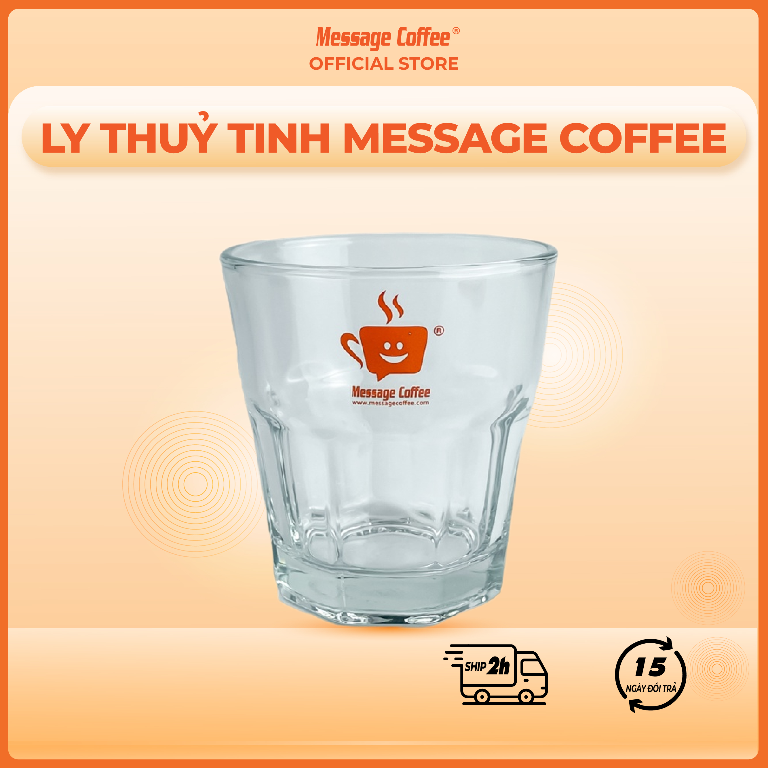 Ly thủy tinh logo Message Coffee