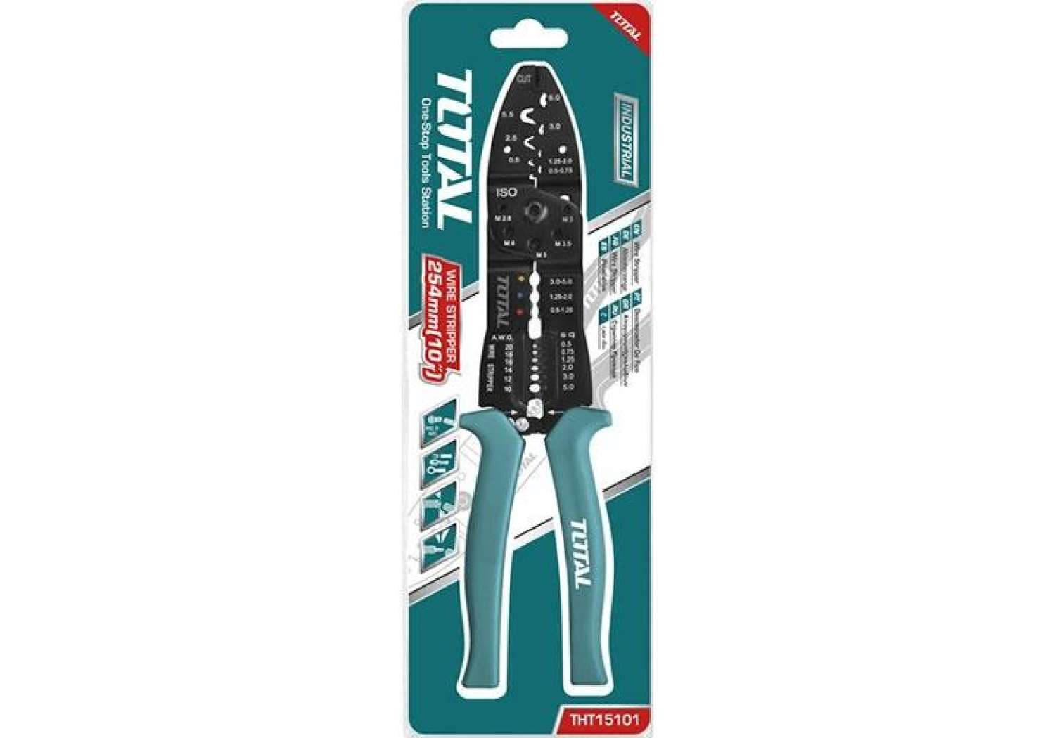 Kìm tuốt cắt dây điện sợi quang đa năng total 8.5inch 10inch tht15851, tht15101 ,kềm tuốt dây bấm cos thép cr-v siêu bền chắc