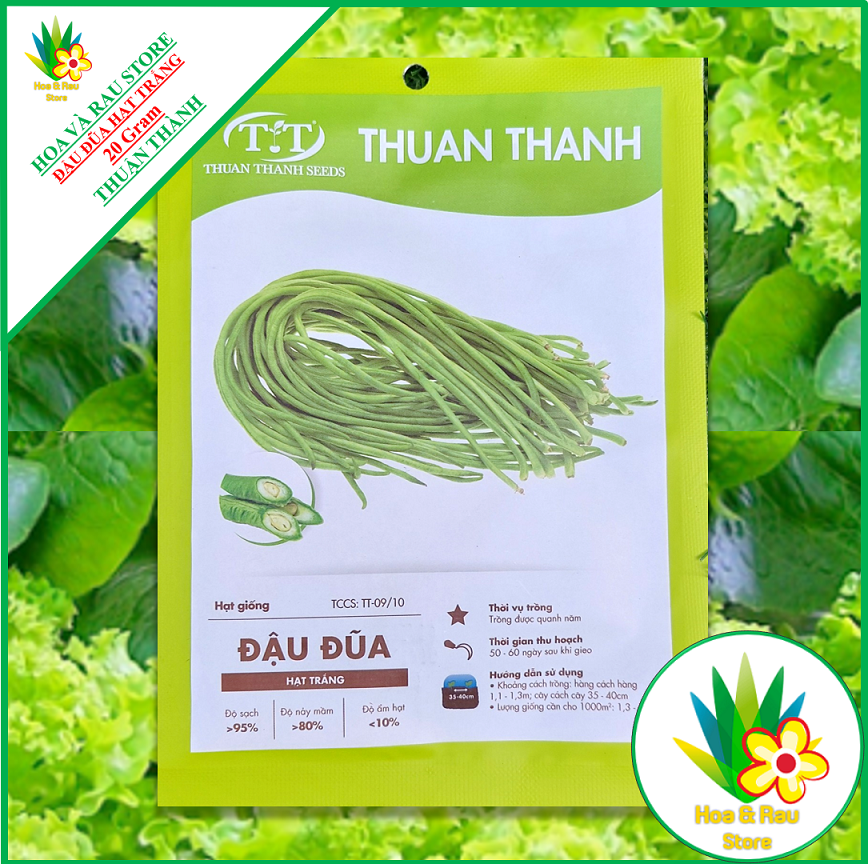 Hạt giống đậu đũa hạt trắng đỏ tt - gói 20g