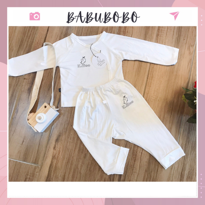 Quần áo sơ sinh dài tay bé trai bé gái mùa thu đông đồ sơ sinh cho bé giá rẻ cúc cài chéo MB29 Babubobo